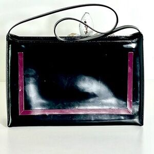 COCCIENELLE Women’s Black Patent Leather Shoulder Handbag Italian Designer NWOT